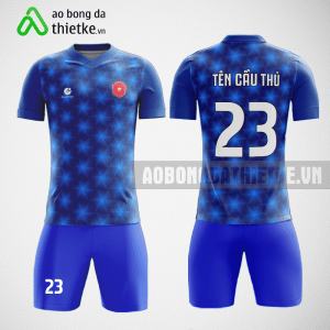 Mẫu may quần áo bóng đá Học viện Công nghệ Bưu chính Viễn thông màu xanh dương tự thiết kế ABDTK637