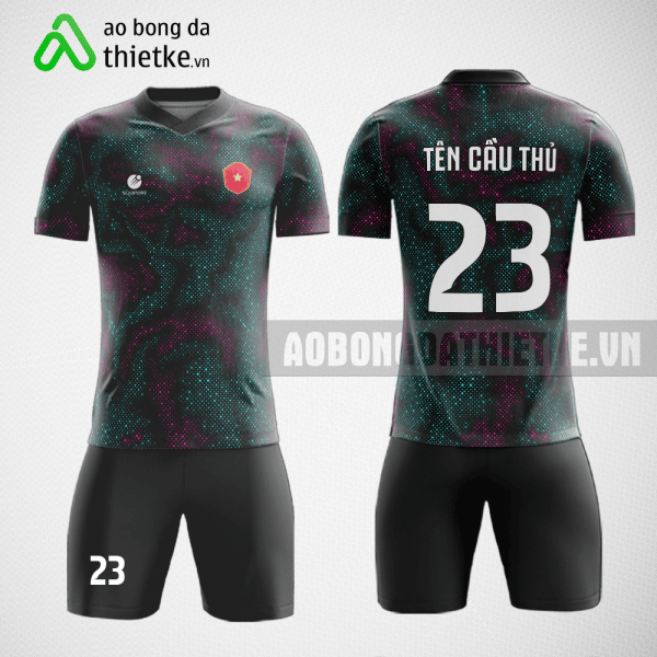 Mẫu đặt áo bóng đá Trường Đại học Đông Đô màu đen thiết kế cao cấp ABDTK662