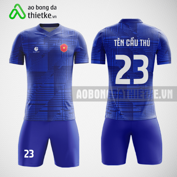 Mẫu làm áo bóng đá Trường Đại học Thăng Long màu xanh biển thiết kế nữ ABDTK692